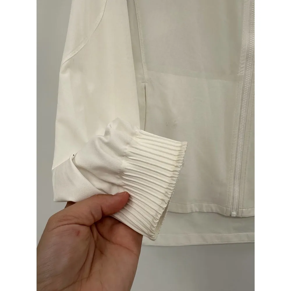 Athleta Racer Running Free White Full Zip Up Hooded Jacket Size Small - Image 4