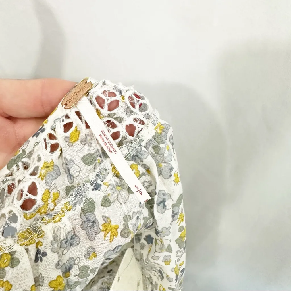 NWT Free People Sage Boho Floral Open Back Embroidered Tank Top - Image 9