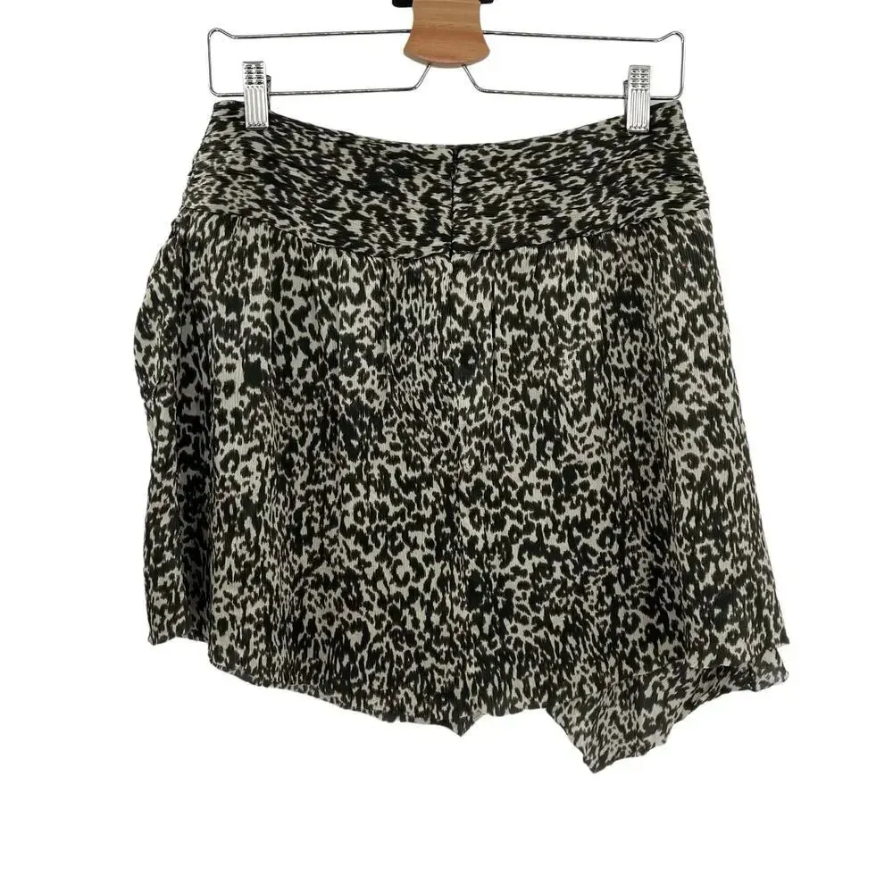IRO Roya Leopard Silk Mini Skirt Ecru Black Brown‎ Size 38 / US 6 - Image 7
