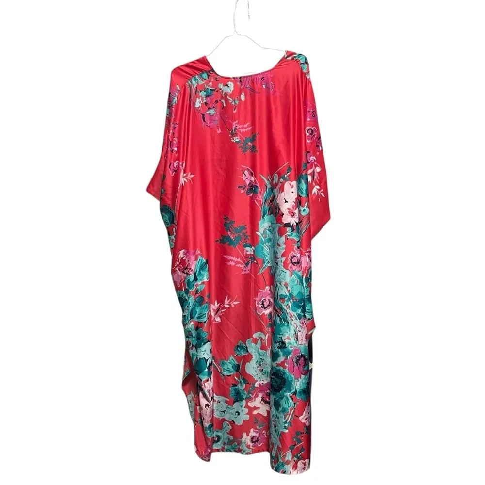 Natori Women's Bloom Caftan, Coral Pink Multi, size Medium - Image 3