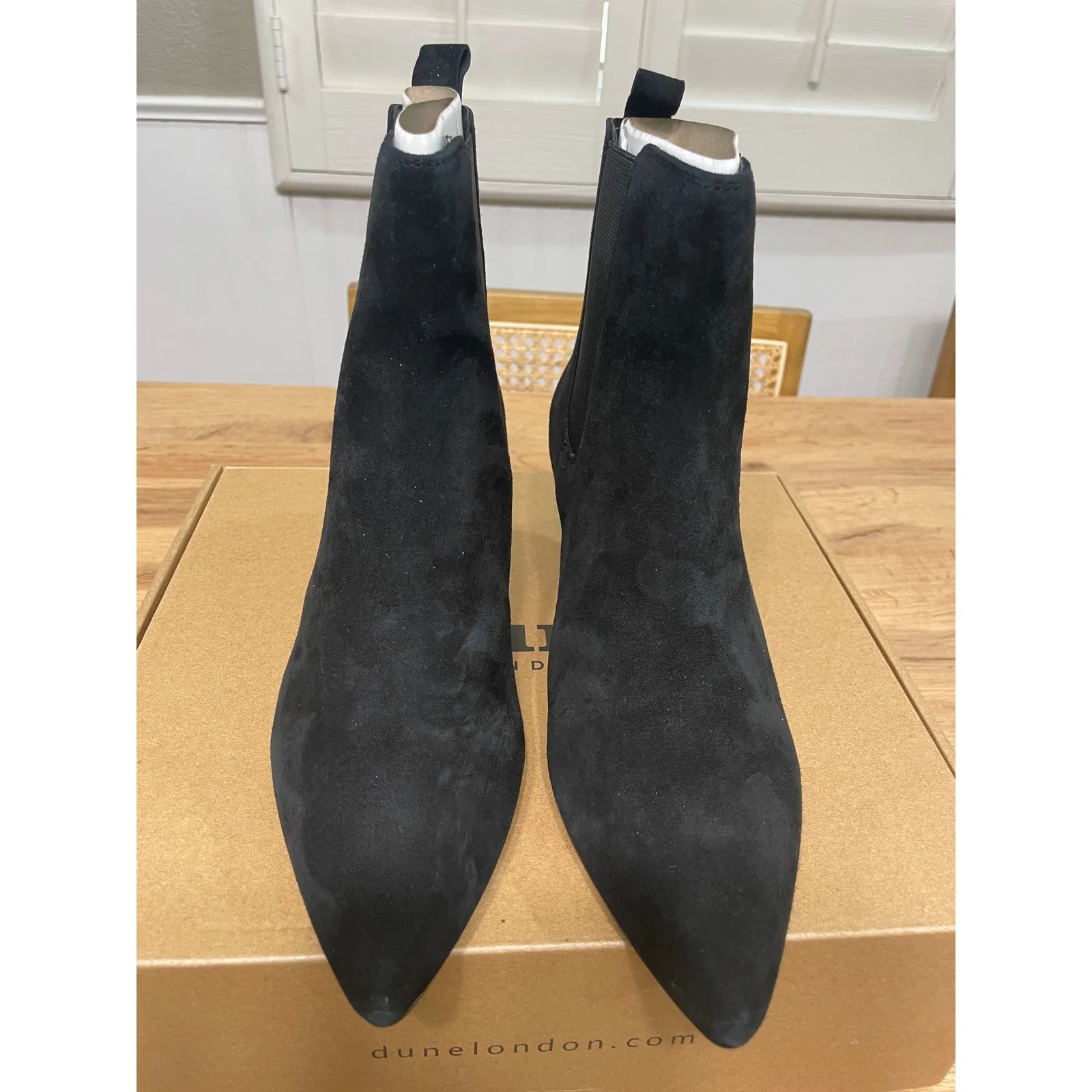 Dune London Comfort Kitten Chelsea Ankle Boot Black Suede Sz 7.5/8 US 38 EU NIB - Image 5