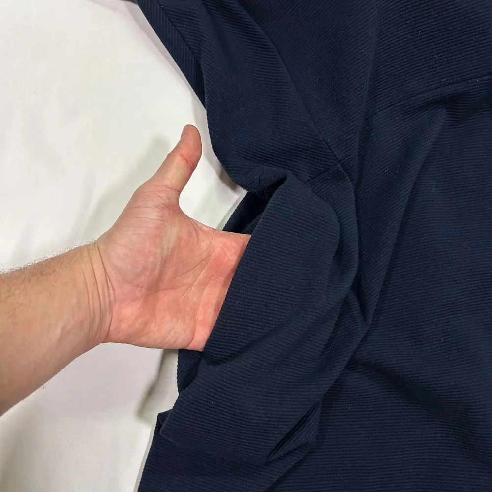 Madewell Navy‎ Blue & Black Colorblock Short Sleeve Textured Knit A-Line Dress 2 - Image 4