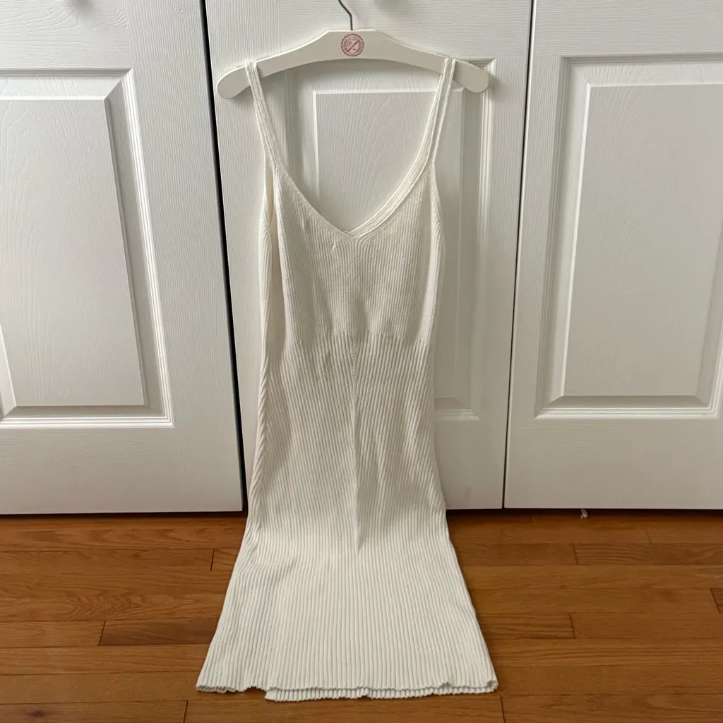 Abercrombie & Fitch White Rib Knit Sleeveless Sweater Dress - Image 3