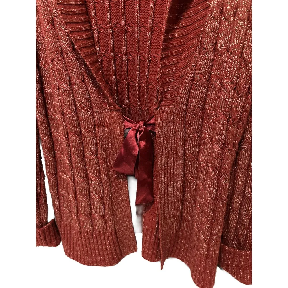 West End Red Tie Cardigan Womens Size Medium - Image 4