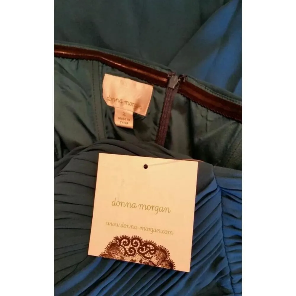 Strapless Formal Maxi Party Dress Jade Teal Pleated Donna Morgan ModCloth Size 2 - Image 7