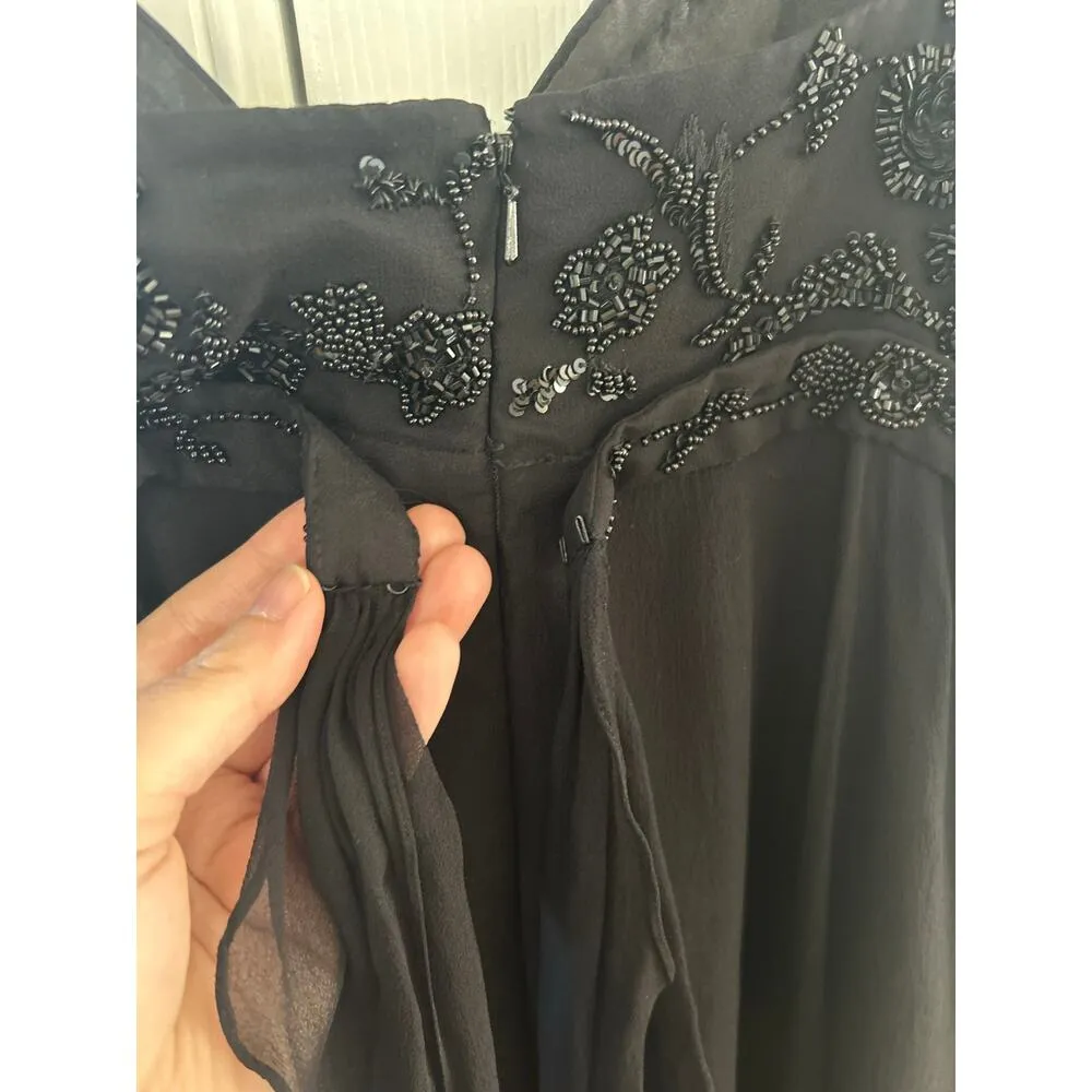 Vintage 90s Y2K Scala Silk Beaded Baby Doll High Low Cocktail Dress - Image 9