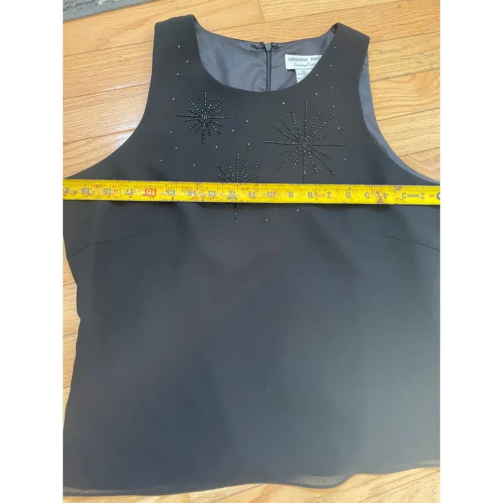 Adrianna Papell Evening Essentials beaded black top size large‎ - Image 2