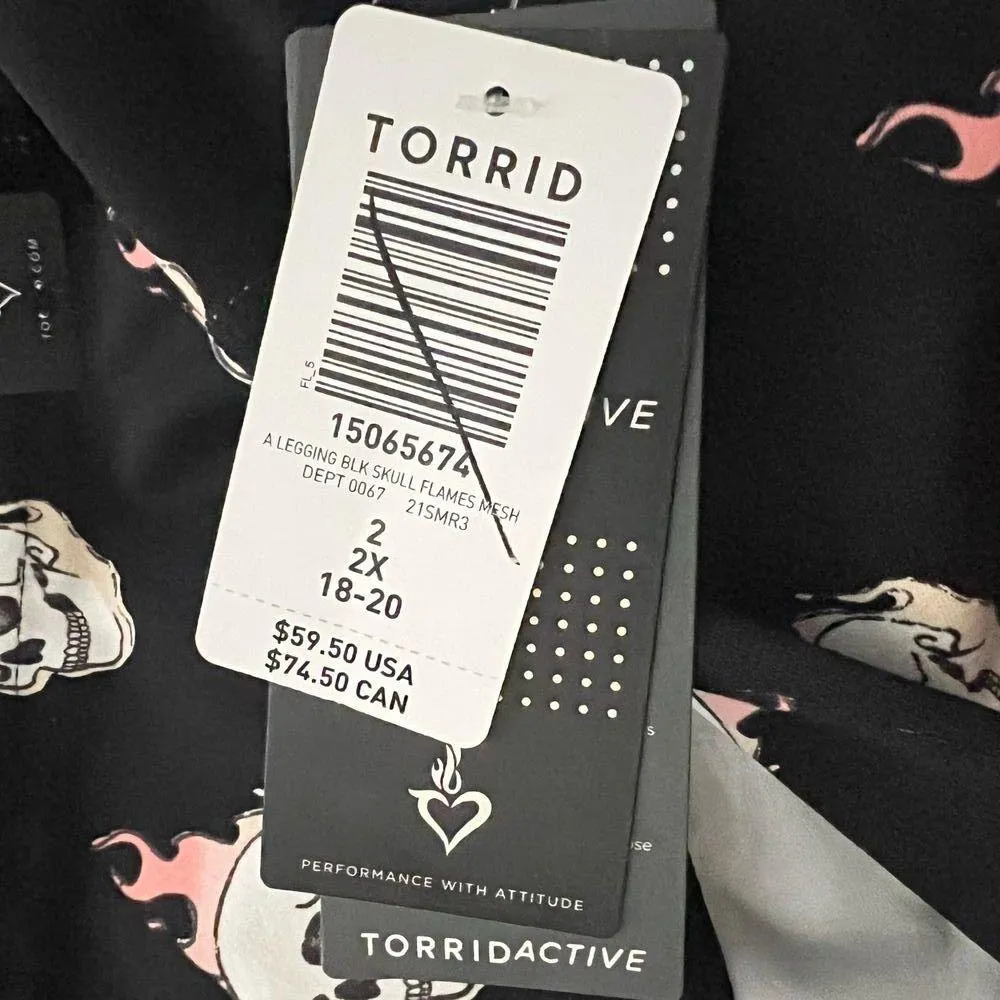 Torrid Active Performance Core Mesh Side Insert Legging 2X Women’s Skull Black - Image 5