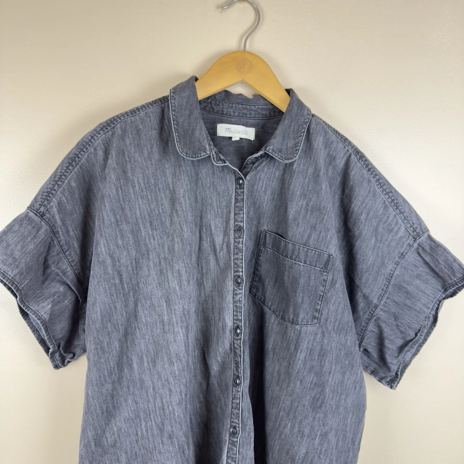 Madewell Shirt Women's Size XXL Black Lunar Wash Denim Button Up Classic - Image 2