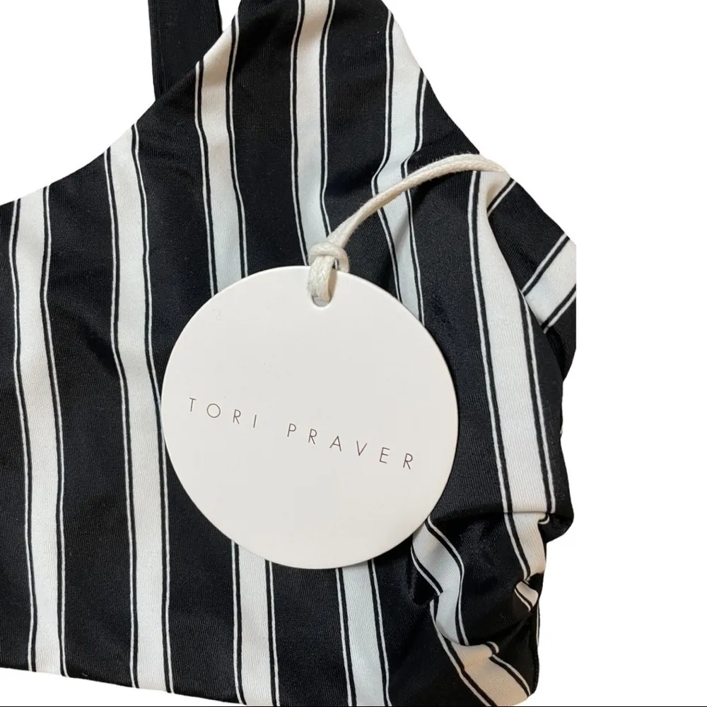 Tori Praver Deja Striped Bikini‎ Small Black White Striped Swim Top - Image 9