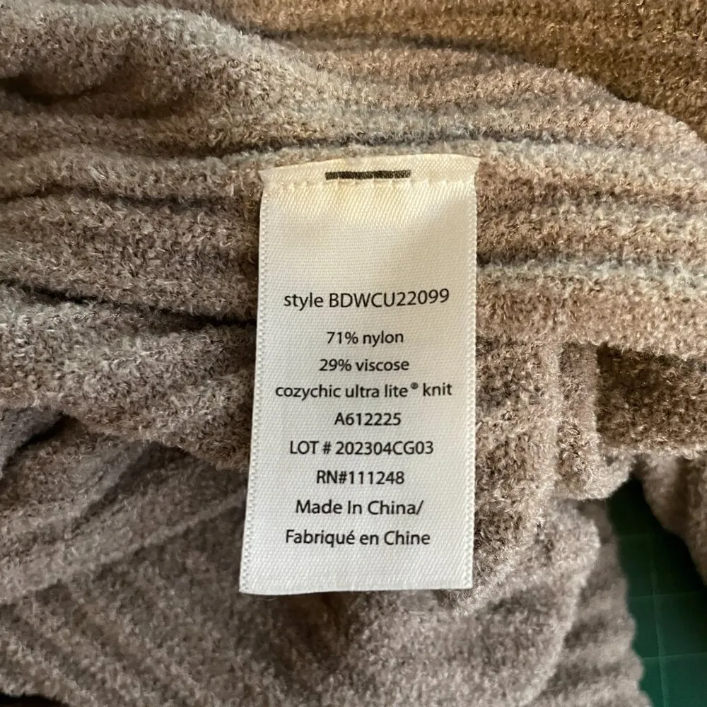 Women XS Taupe Brown Vest Sweater Open Front Ribbed Pockets - Image 9