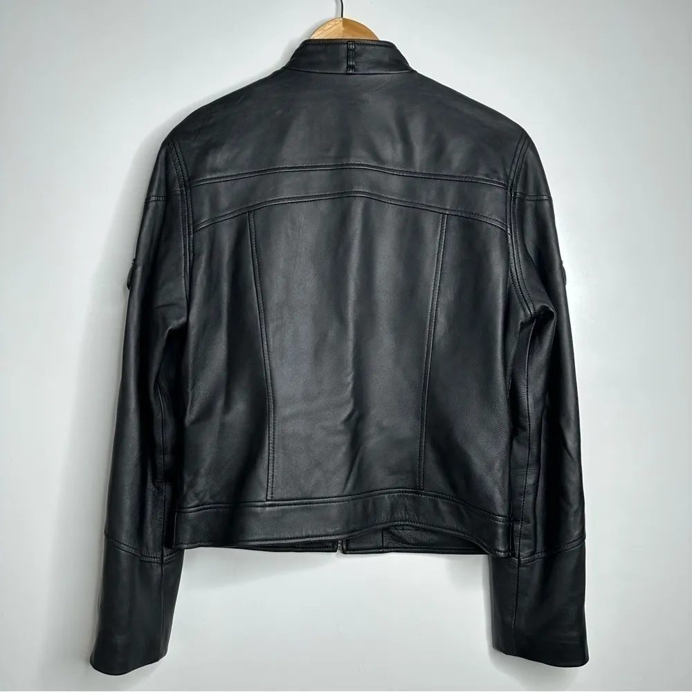 Members Only MO by Members Only Women’s Black Lambskin Moto Jacket Size Large - Image 10