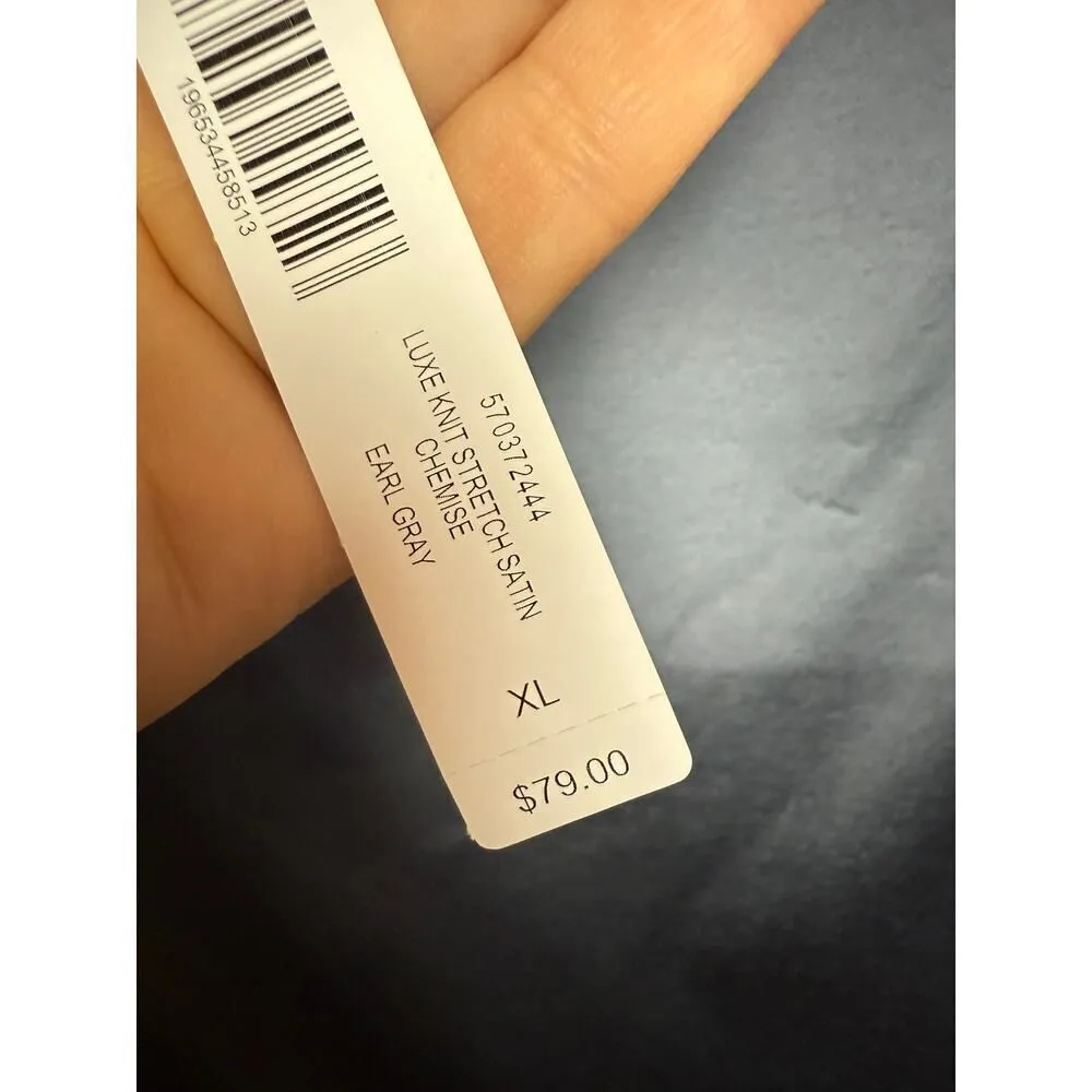 NWT Soma Luster Knit Stretch Satin Chemise in Earl Gray Sz. XL - Image 4