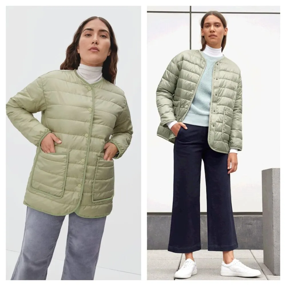 Everlane The ReNew Channeled Liner Puffer Chore Coat in Light Sage Women's S - Image 2