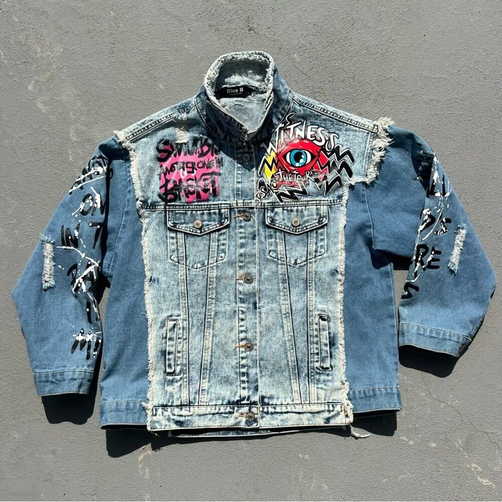 Hard Rock Cafe Bad Girl Vog Paris Catwoman Denim Jean Two Tone Jacket Blue B LG - Image 3