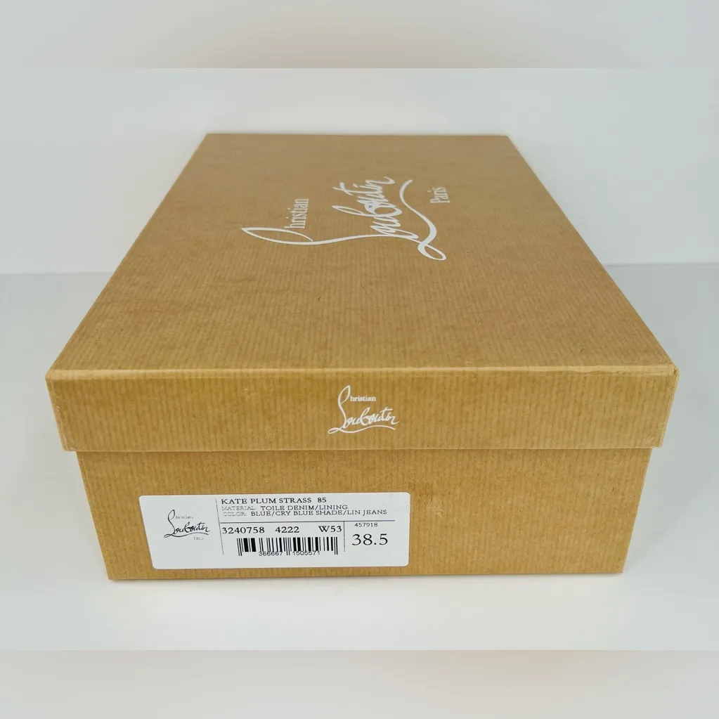 CHRISTIAN LOUBOUTIN Kate Plum Strass 85mm Crystal Blue Denim Pumps Size EU 38.5 - Image 2
