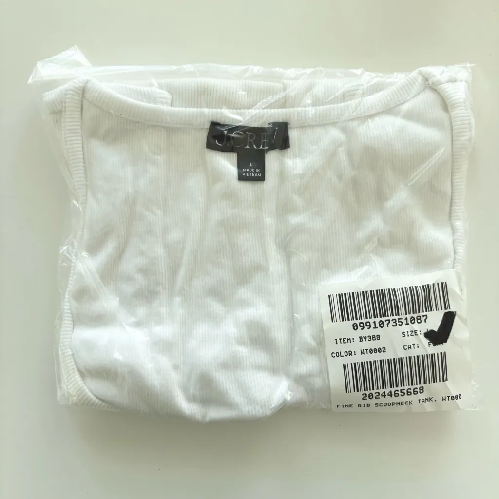 J. Crew Cropped Fine Rib Scoopneck Tank Top White - Image 5
