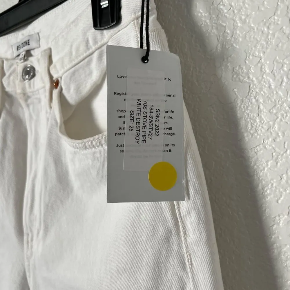 $295 NWT RE/DONE 70S STOVE PIPE WHITE DESTROY SZ 25 - Image 3