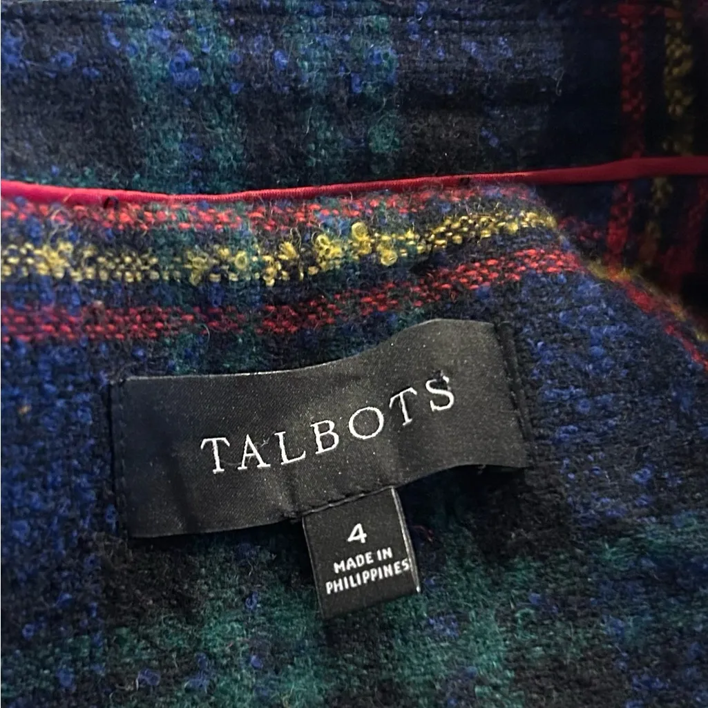 Talbots Plaid Multicolor Wool Blend Relaxed Boucle Blazer Size 4  P214019017 - Image 13