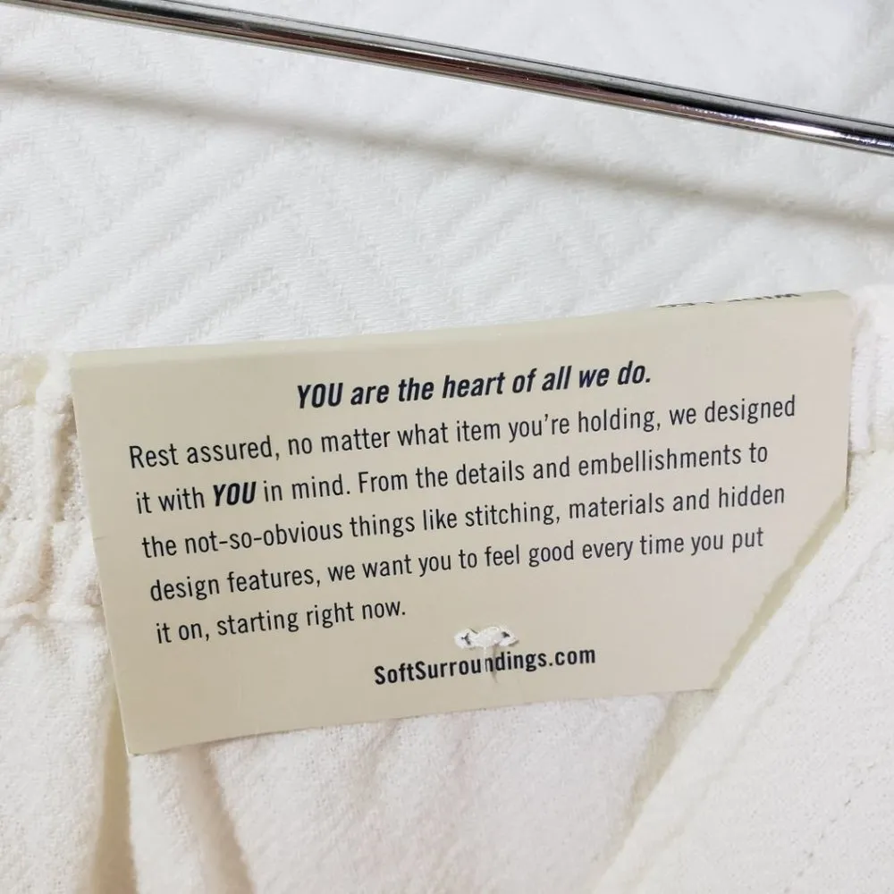 New SOFT SURROUNDINGS Women's 18 Ivory Cream Wide Leg, Cotton Pants - Image 6