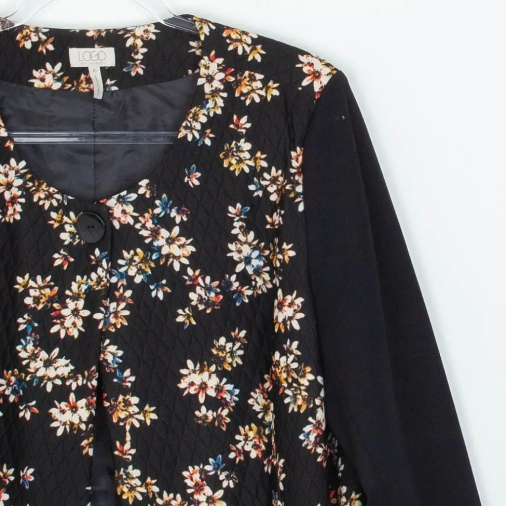 Logo Lori Goldstein Womens Quilted Floral Jacket Size 16 Black‎ Lagenlook Fairy - Image 2