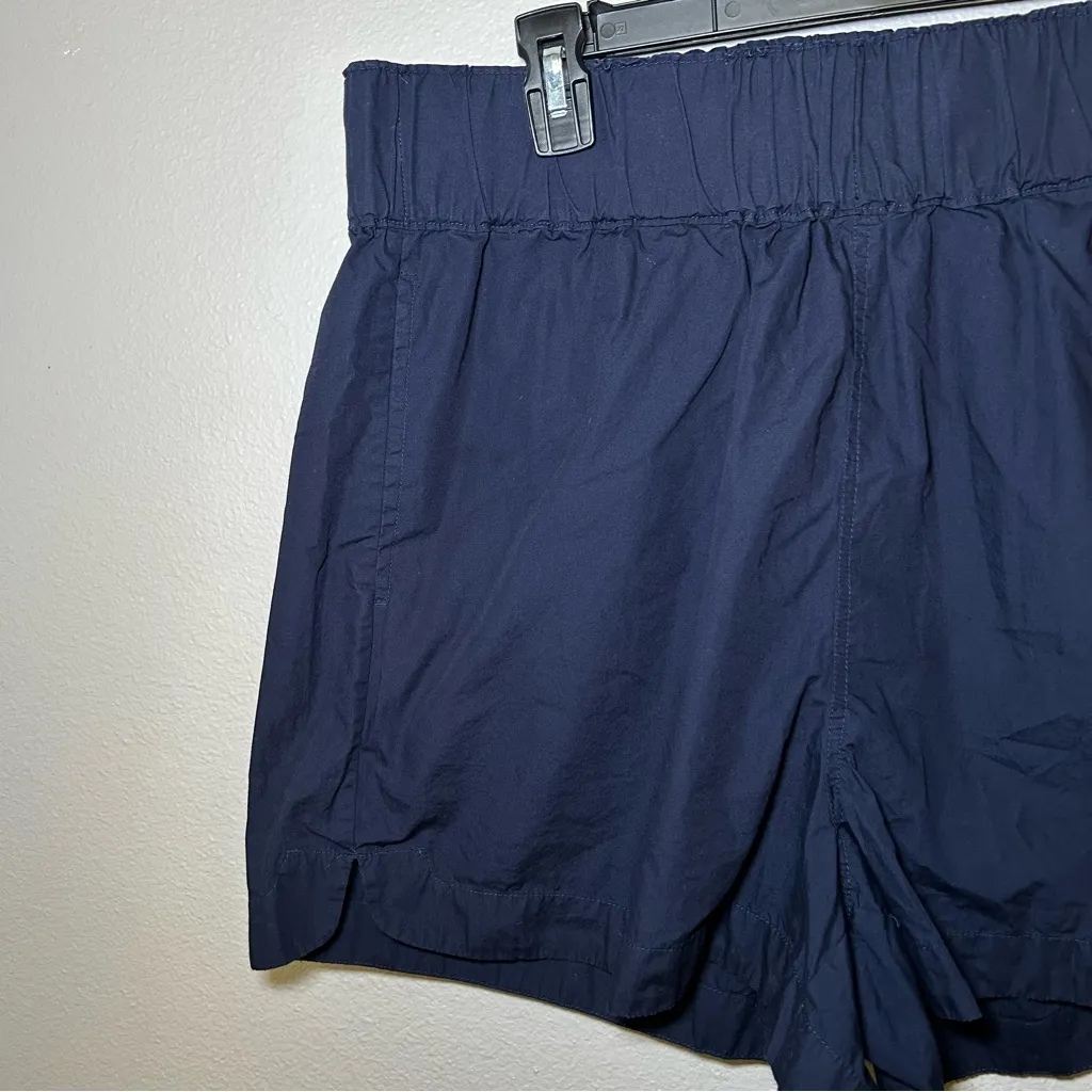 Quince Navy Blue 100% Organic Cotton Poplin Pull On Shorts Women’s Size XL - Image 4