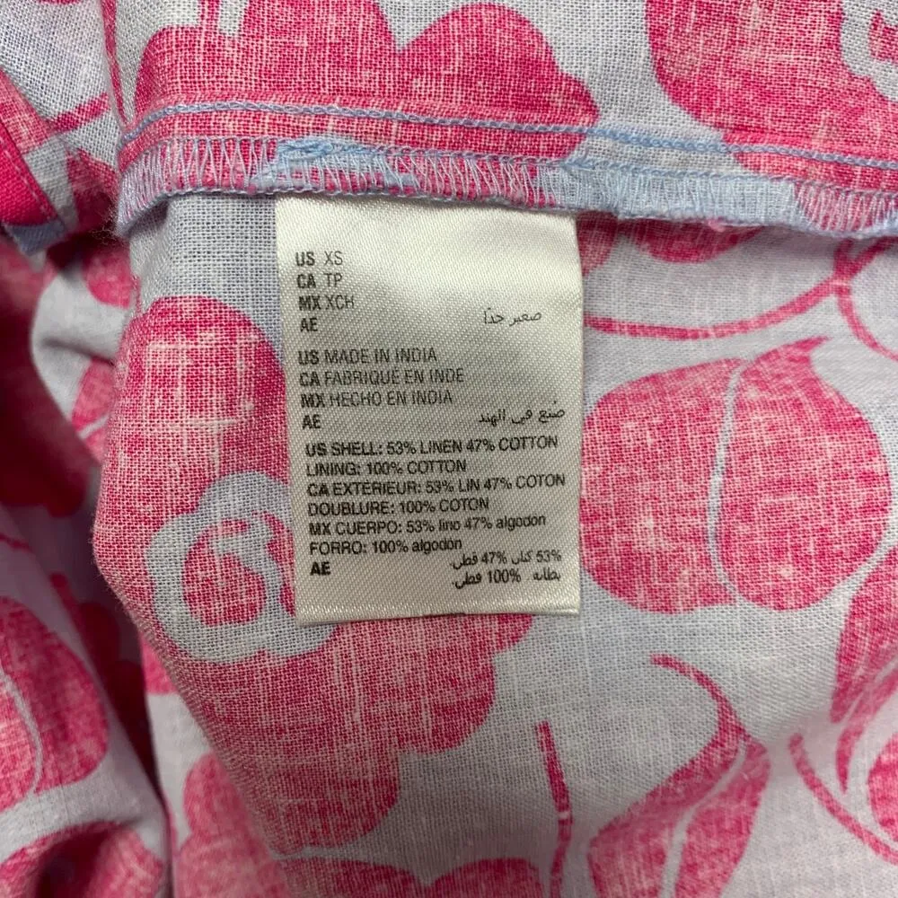 NWT Charter Club Pink Blue Floral Wrap Dress XS Linen - Image 6