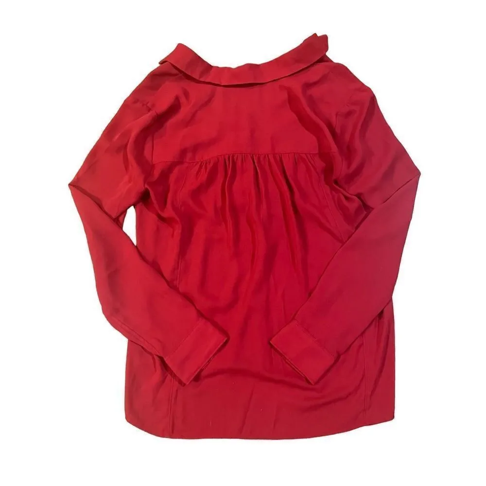 ANTHROPOLOGIE MAEVE Red Chevron Inlay Popover Top Blouse Sz. 4 - Image 3