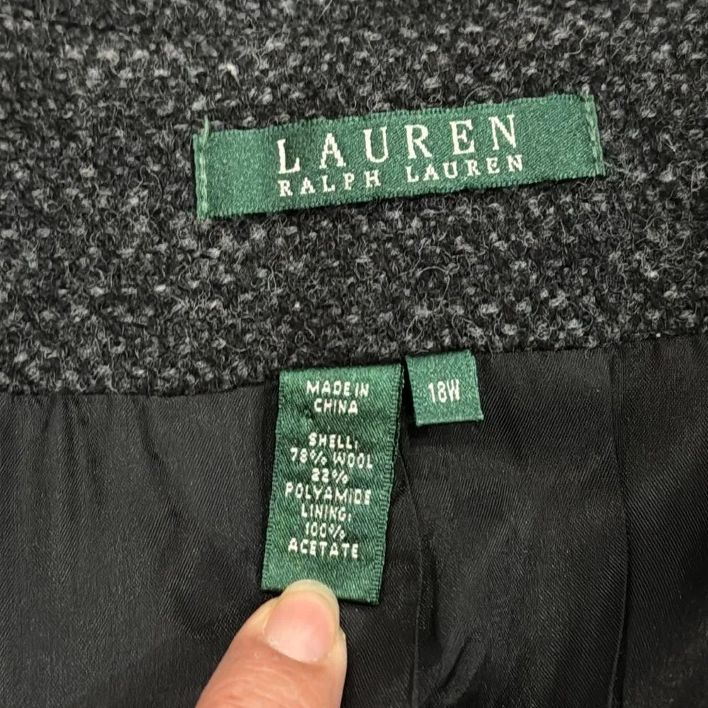 Lauren Ralph Lauren Women's Wool Blend Button-Up Jacket Black Charcoal Size 18W - Image 8