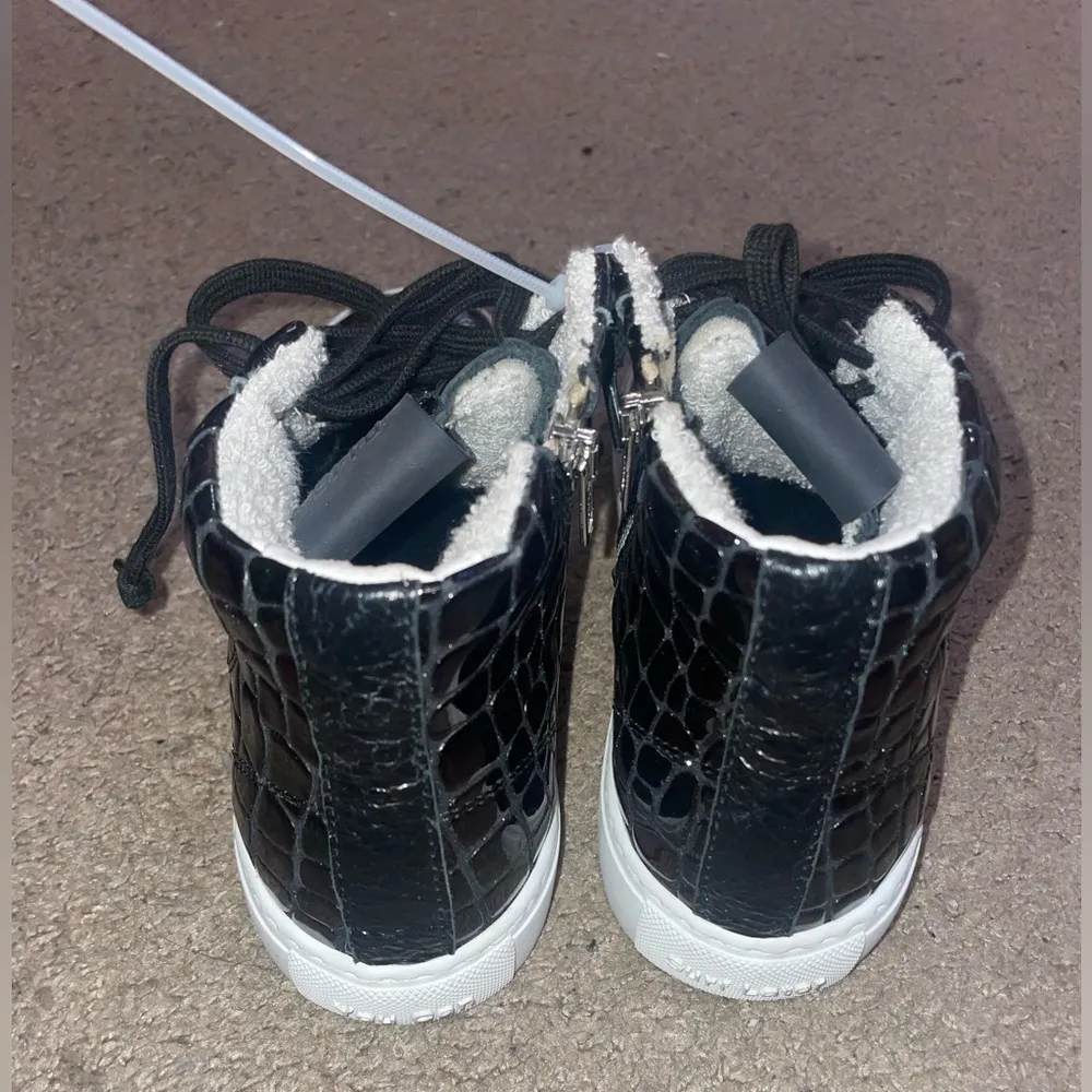 NWOT P448 Black Fantasy Glitter Croc Embossed High-Top Gym Shoe Sneaker - Image 10