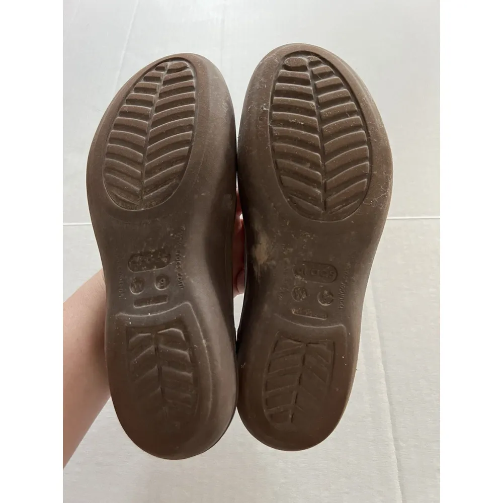 Crocs Olivia Sandal Womens 9M Rhinestone Slingback Ballet Flats Comfort Brown - Image 5