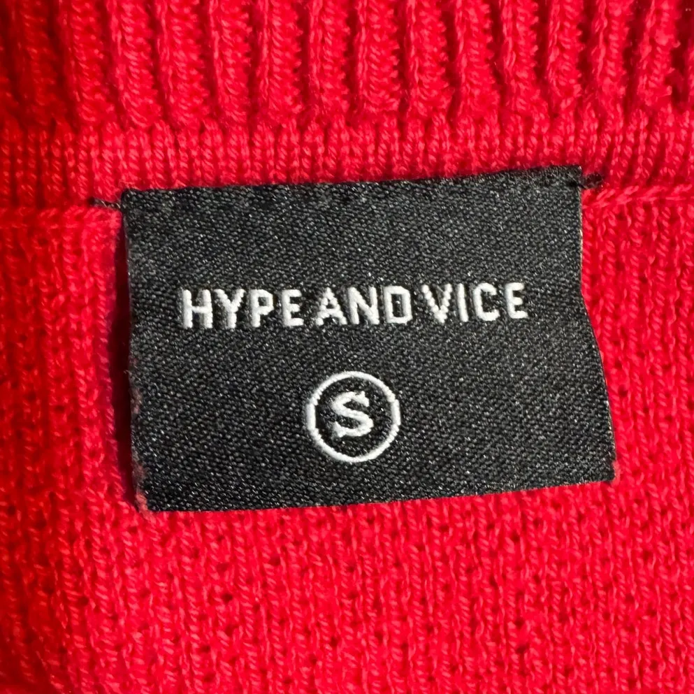 Hype & Vice Small Miami Red White Knit Cropped Crewneck Cotton Sweater - Image 5