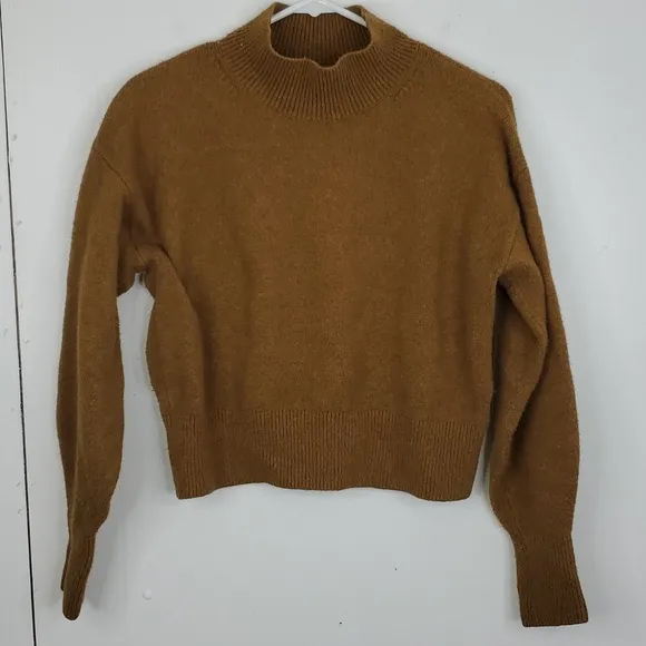 Cropped Sweater Long Sleeve Mock Neck Wool Blend WOmens XS - Image 2