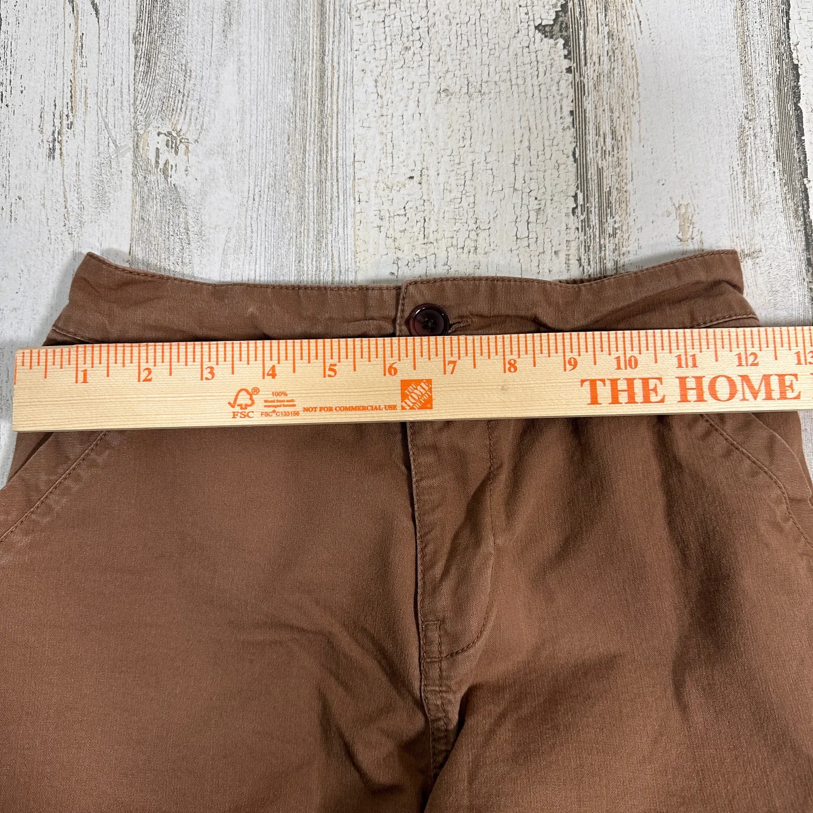Pact Cropped Chino Pants XS | Light Brown | Organic Cotton | Elastic | MSRP $68 - Image 9