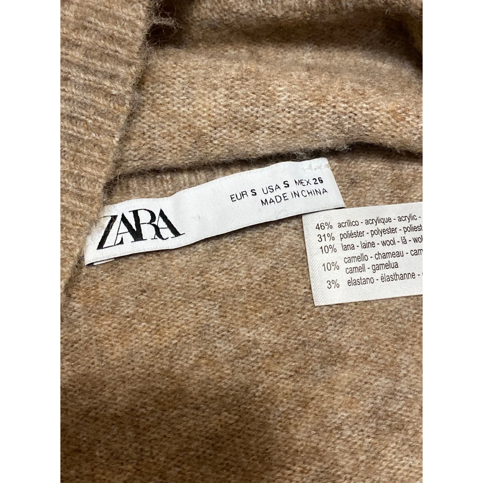 Zara Women's Brown Tan Wool Sleeveless Cami Camisole Bandeau Crop Tank Top Sz S - Image 3