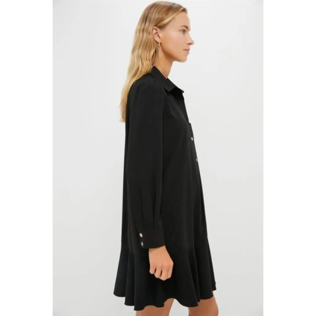 Tuckernuck Size XS  Black Crepe Callahan Shirt Dress  Pockets Collared - Image 4