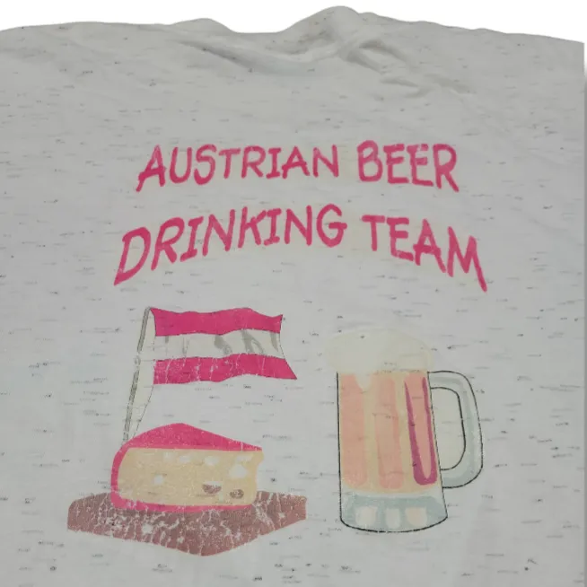 Vintage Oneita Shirt Size XL Austrian Drinking Team Graphic Shirt Single Stitch T-Shirt Unisex T-Shirt - Image 6