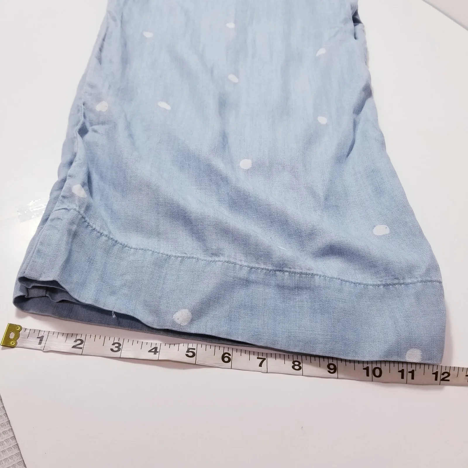 Cloth & Stone Medium Chambray Polka Dots Cropped Jumpsuit Sleeveless Wide Leg - Image 9