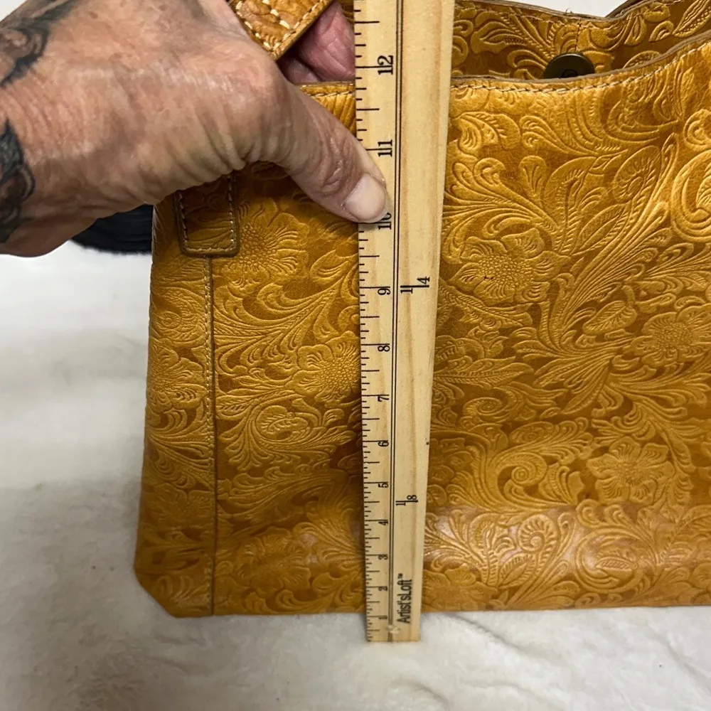 Steven By Steve Madden Embossed Mustard Colored leather Shoulder Bag - Image 16