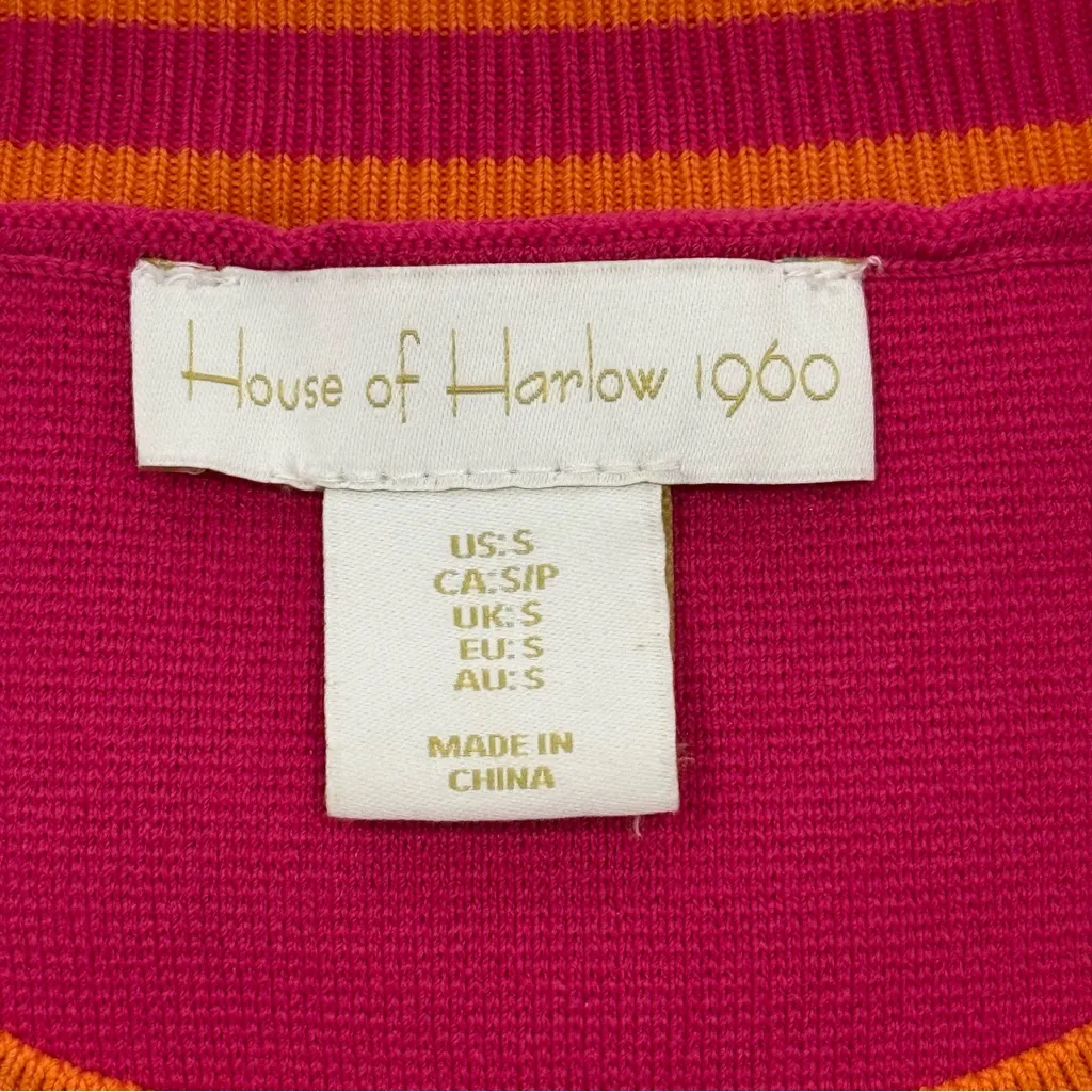 House of Harlow 1960 Knit Skirt Set Small Pink Orange Y2K Retro Two Piece Crop - Image 6