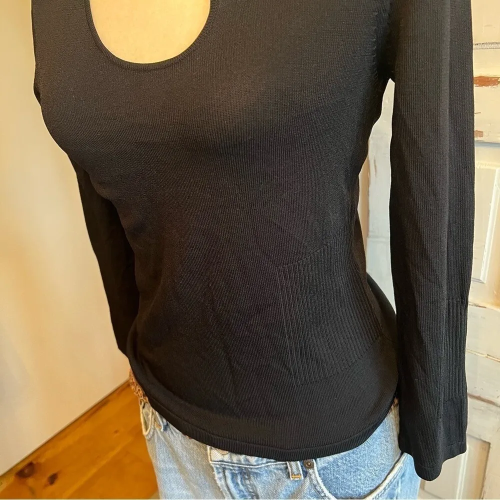 Vintage Belldini Black Cutout Ring Detail Top Long Sleeve Y2K Hong Kong Sz S - Image 5