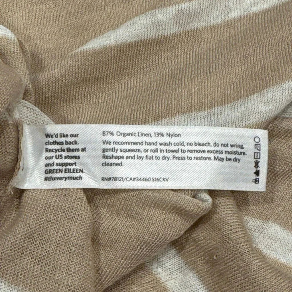 Eileen Fisher organic linen blend striped round neck box top sweater size petite - Image 4