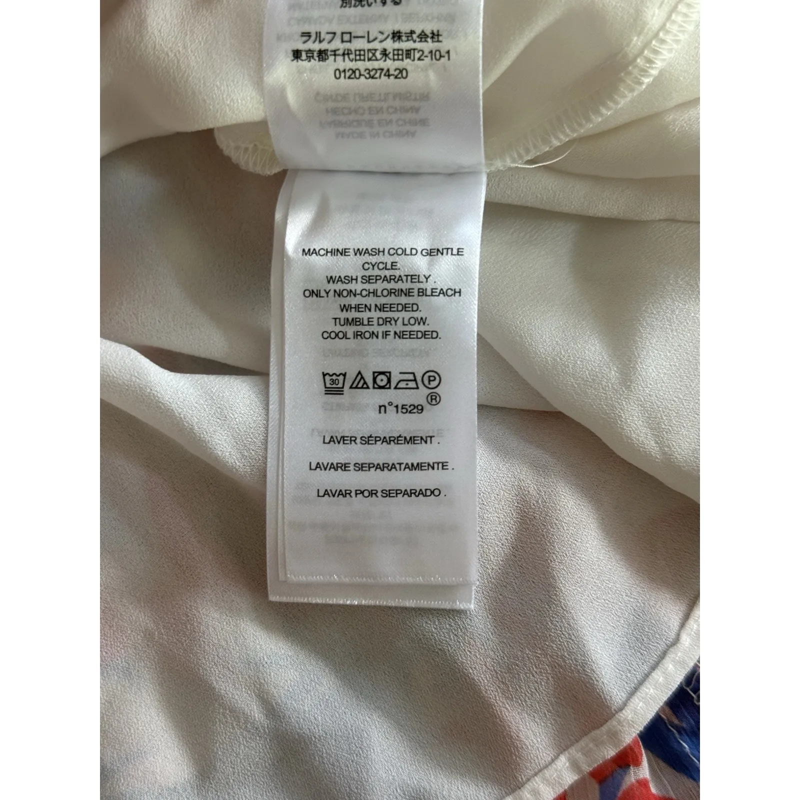 NWOT Lauren Ralph Lauren Floral Crinkled Georgette Dress Blue Orange‎ Size 14 - Image 5