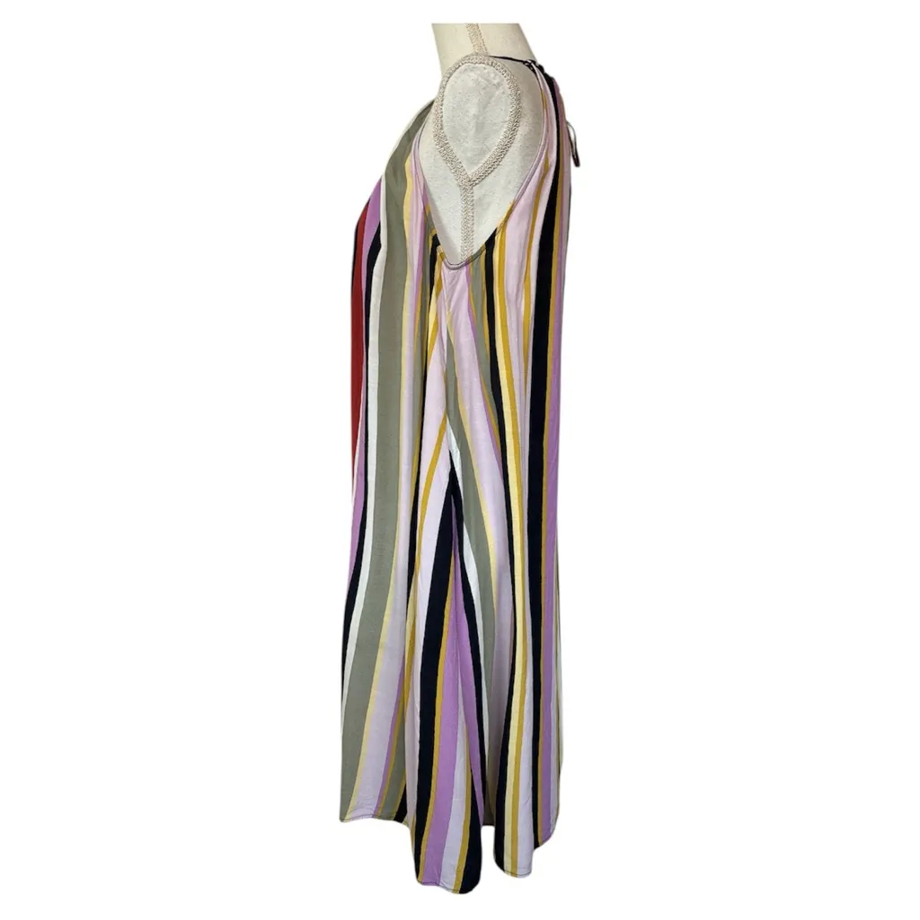 LOFT multicolored vertical striped halter neck swing dress size Medium - Image 7