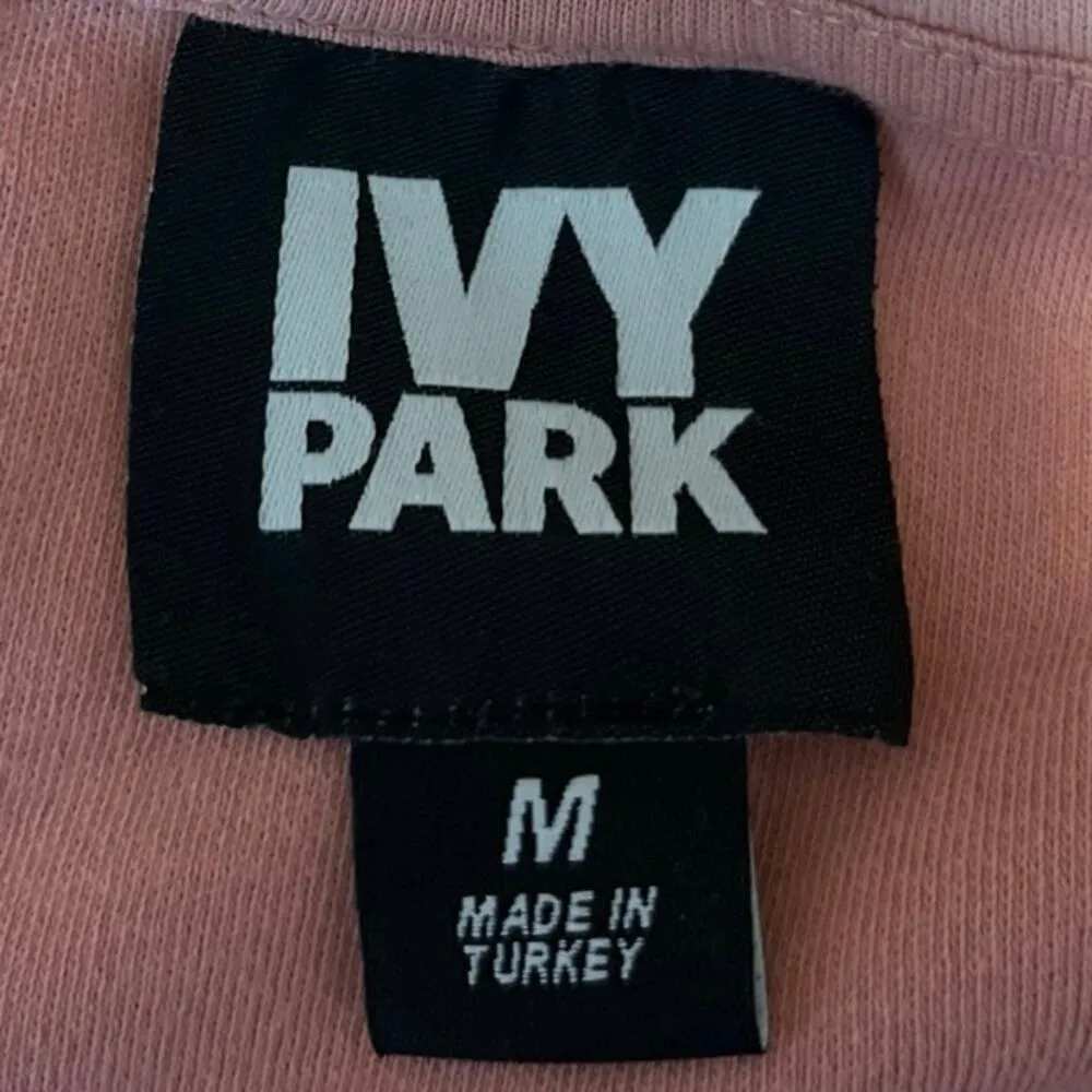 Ivy Park Pink Sleeveless Embossed Logo Hooded Sweatshirt Boxy Cropped Tank Top M - Image 4