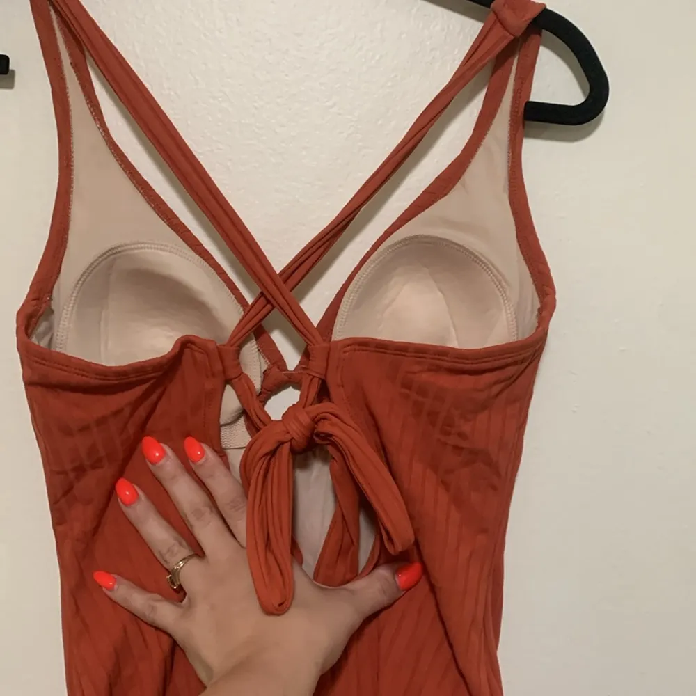 Kona Sol Terracotta ribbed One Piece Bathing Suit Women’s medium ring front - Image 4