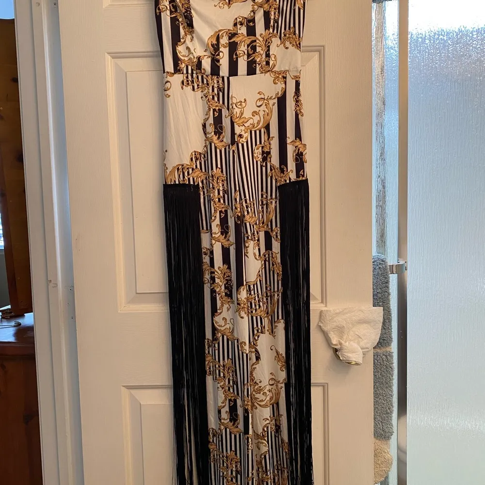 Banjul Strapless Slit leg Black & Gold Jumpsuit M NWT - Image 4