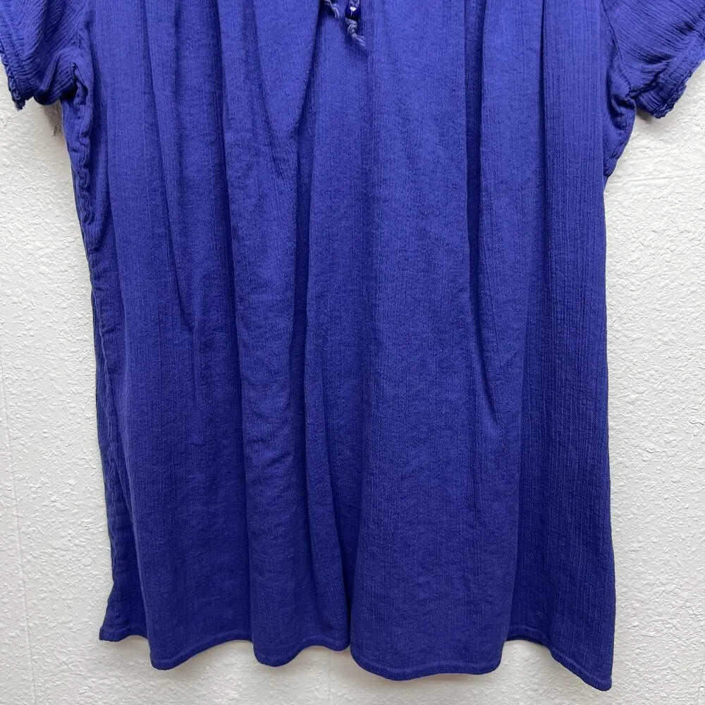 Charter Club Crochet Gauzy Cotton Cottagecore Lightweight Womens Flowy Top 14W - Image 4