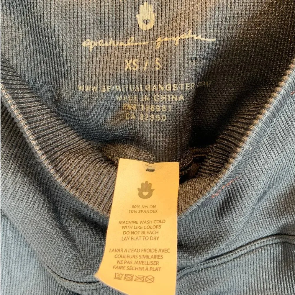 Spiritual Gangster | XS/S | Golden Icon High Rise Ribbed Leggings in Dark Blue - Image 3