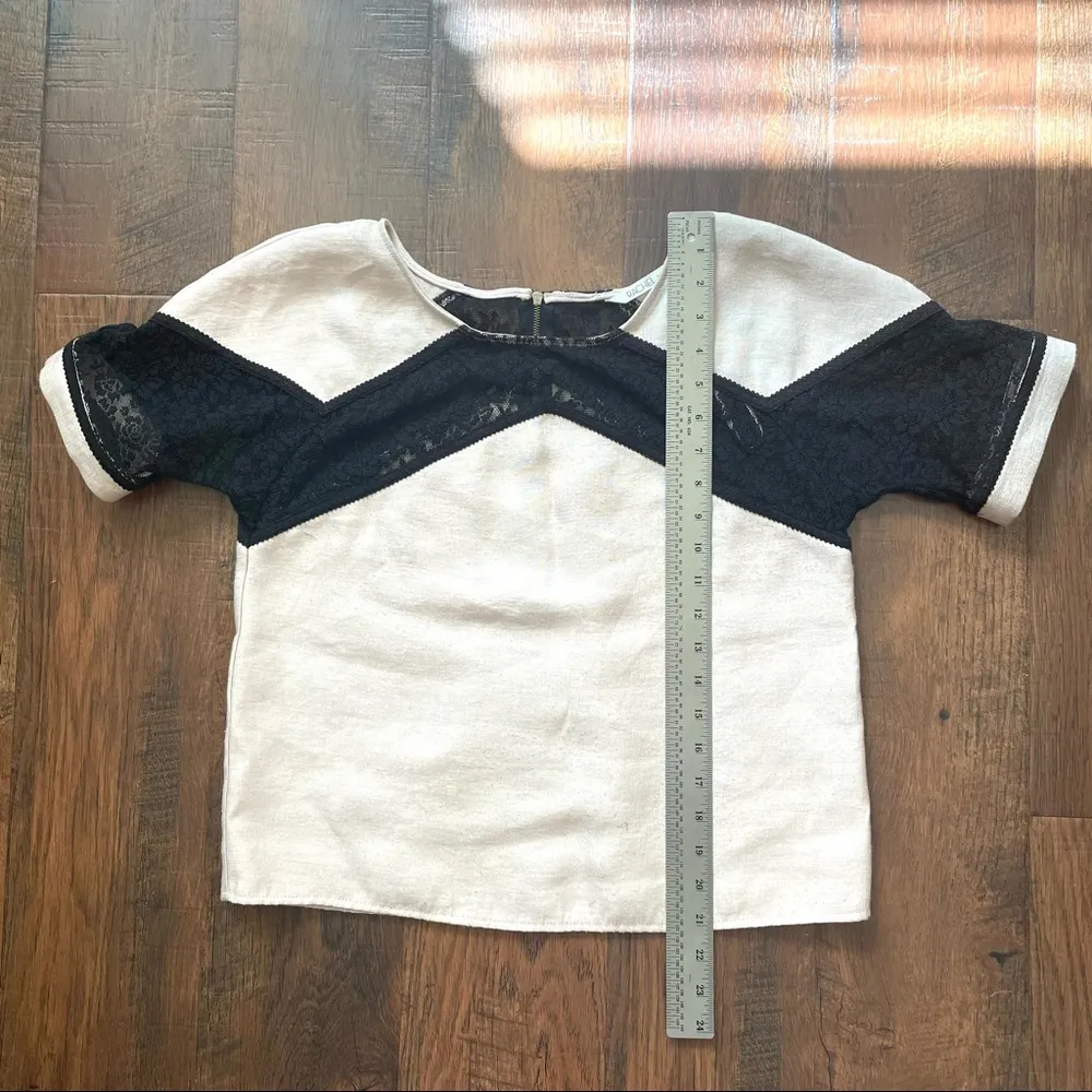 RACHEL ROY pink/nude and black lace top - Image 5